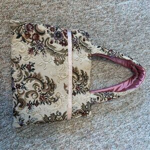 Floral Tapestry Tote Bag with Pink Accents